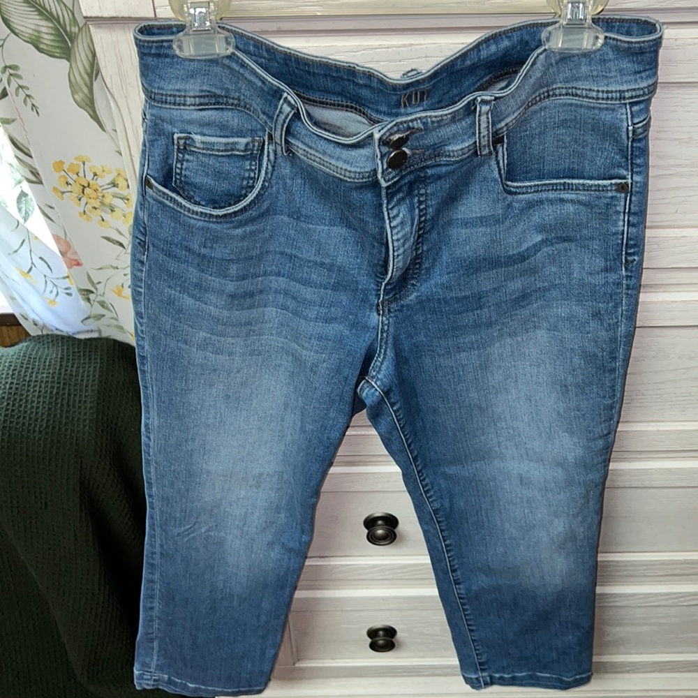 Kut from the Kloth High Rise Fab Ab crop jean, indigo, front/back pocket , Sz10